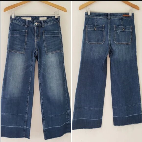 Pilcro and the Letterpress Melanie Crop Wide-Leg Sailor Jeans - size 30 - Picture 1 of 10